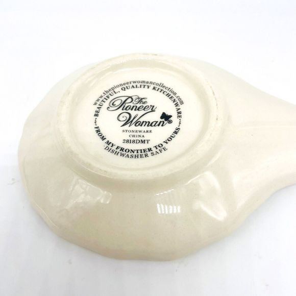 Pioneer Woman Rose Shadow Floral Stoneware Spoon Rest Kitchen Utensil - Picture 5 of 5